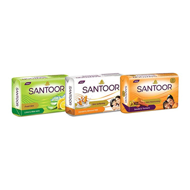 Santoor Sandal & Turmeric Soap for Total Skin Care, 125g (Pack of 4)